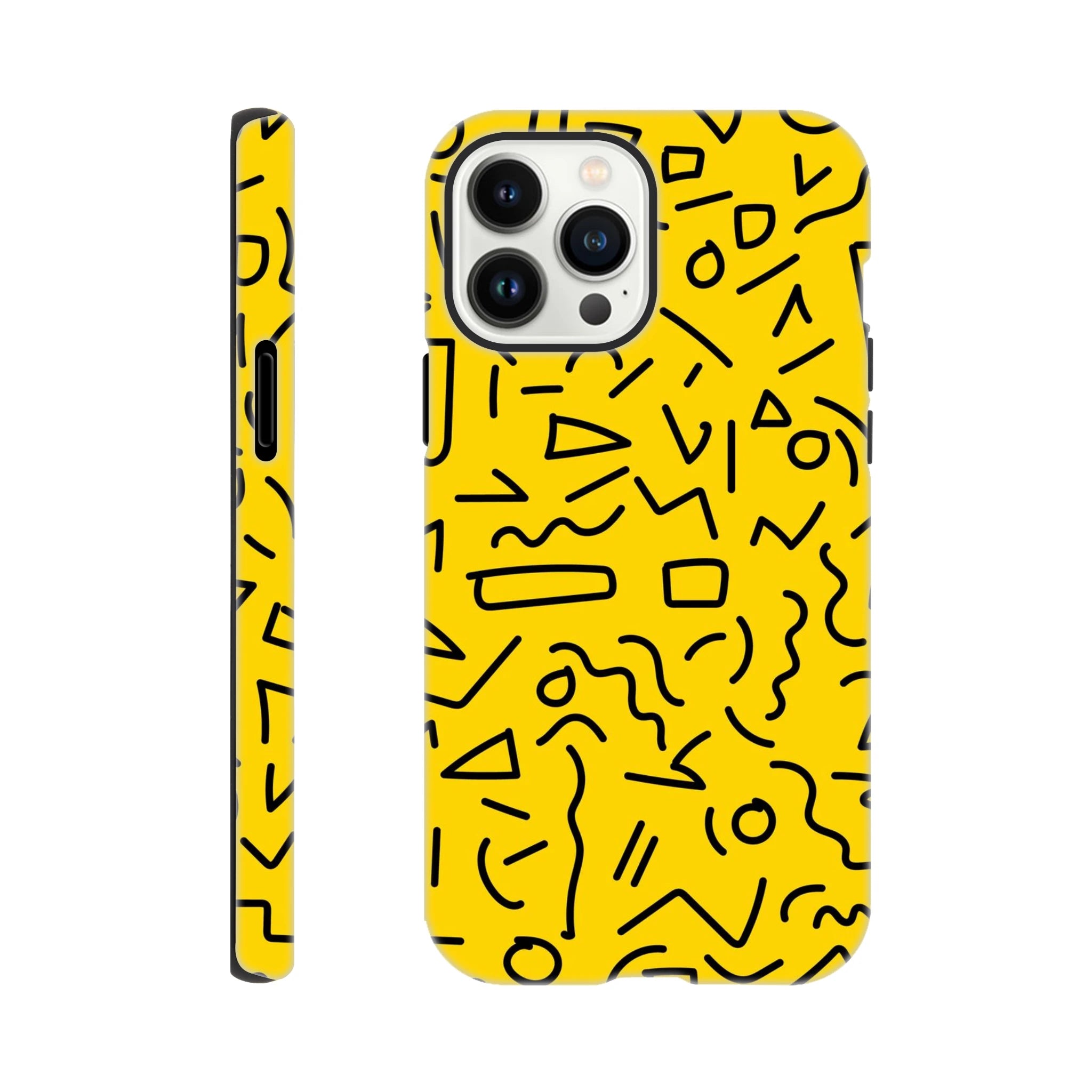 Yellow Black Graphic Squiggle - Apple iPhone Tough case iPhone 13 Pro Max iPhone Tough Case Globally Fulfilled Retro