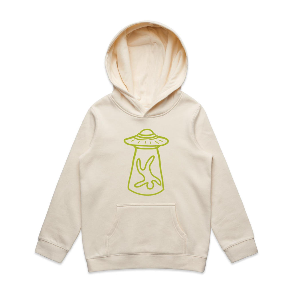 Alien Abduction, UFO - Kids Hoodie Ecru Kids Hoodie Printed In Australia