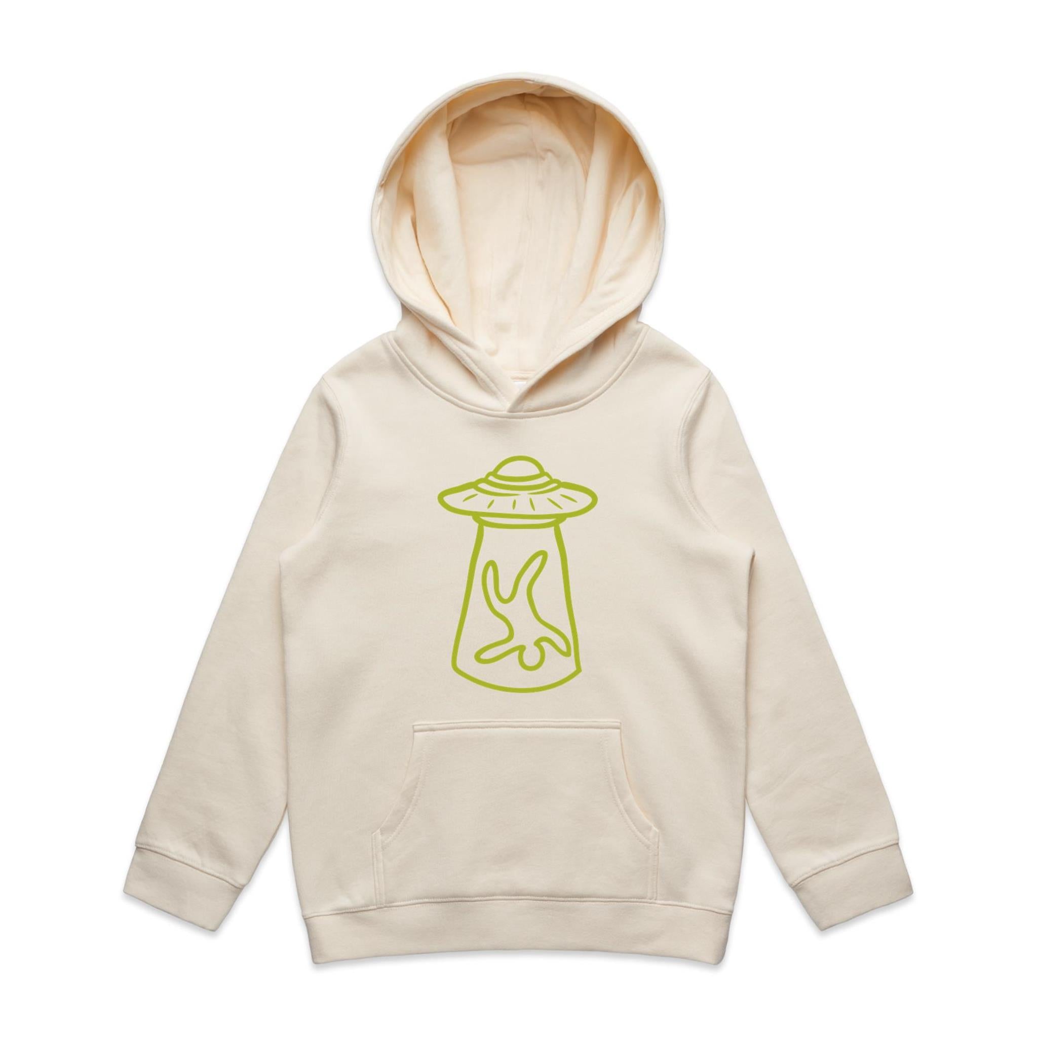 Alien Abduction, UFO - Kids Hoodie Ecru Kids Hoodie Printed In Australia