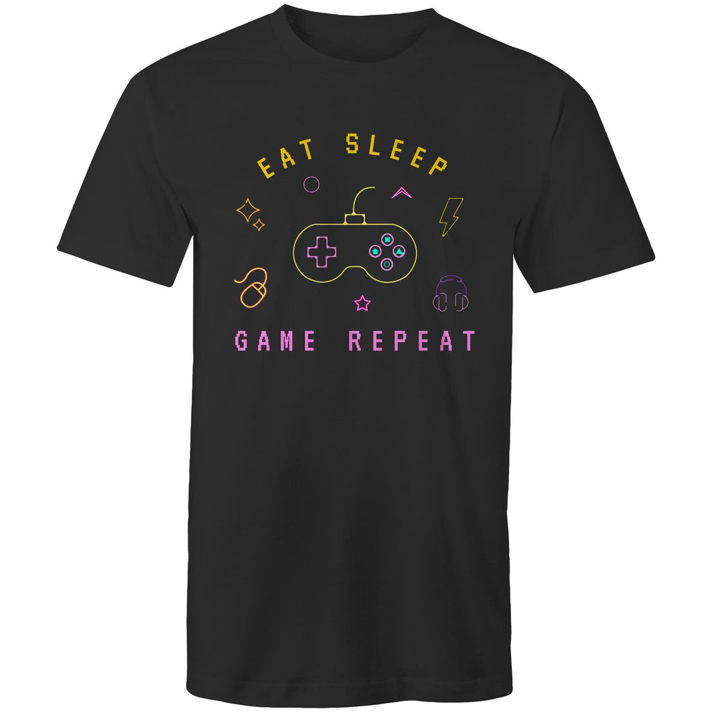 Eat, Sleep, Game, Repeat - Mens T-Shirt Black Mens T-shirt Games Printed In Australia