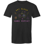 Eat, Sleep, Game, Repeat - Mens T-Shirt Black Mens T-shirt Games Printed In Australia