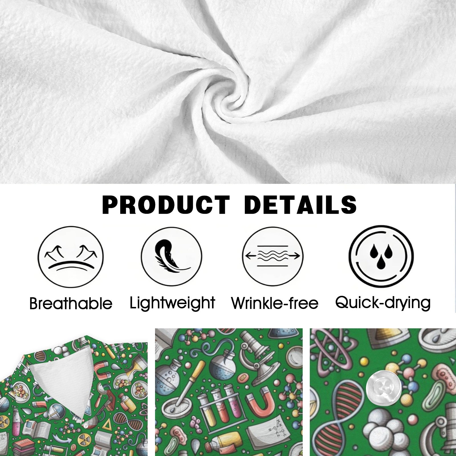 Science Love Men's Crinkle Hawaiian Shirt