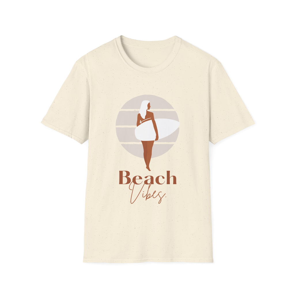 Beach Vibes Woman With Surfboard - Unisex Softstyle T-Shirt