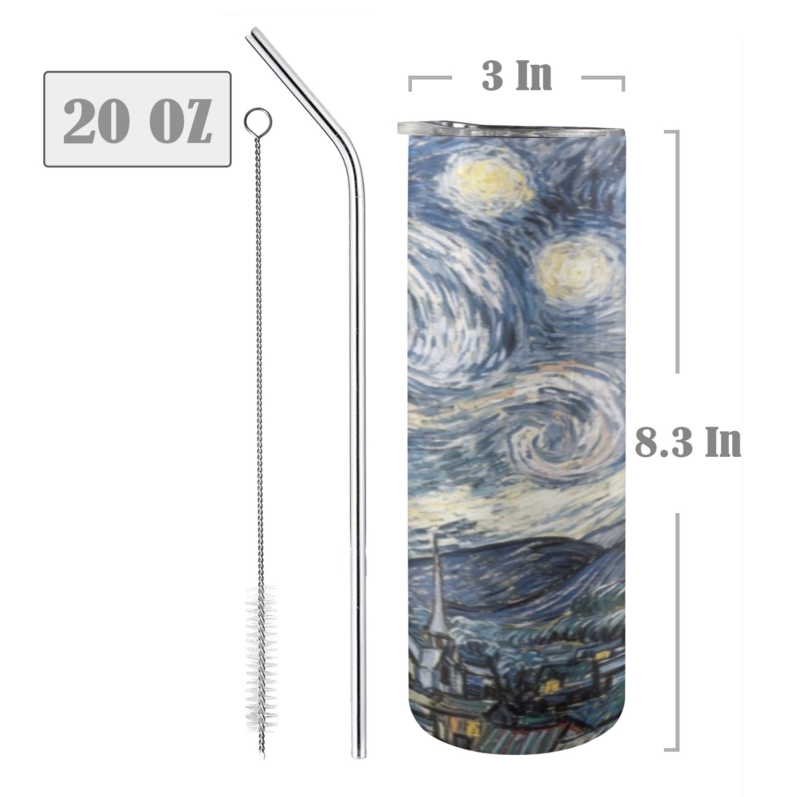 Starry Night 20oz Tall Skinny Tumbler with Lid and Straw