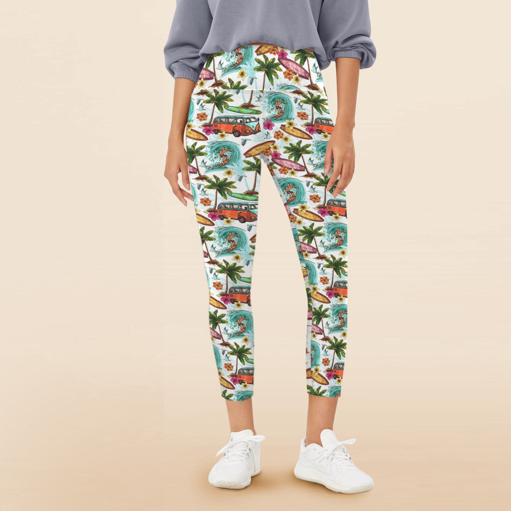 Surfing Safari Women's High Waist Pockets Yoga Leggings