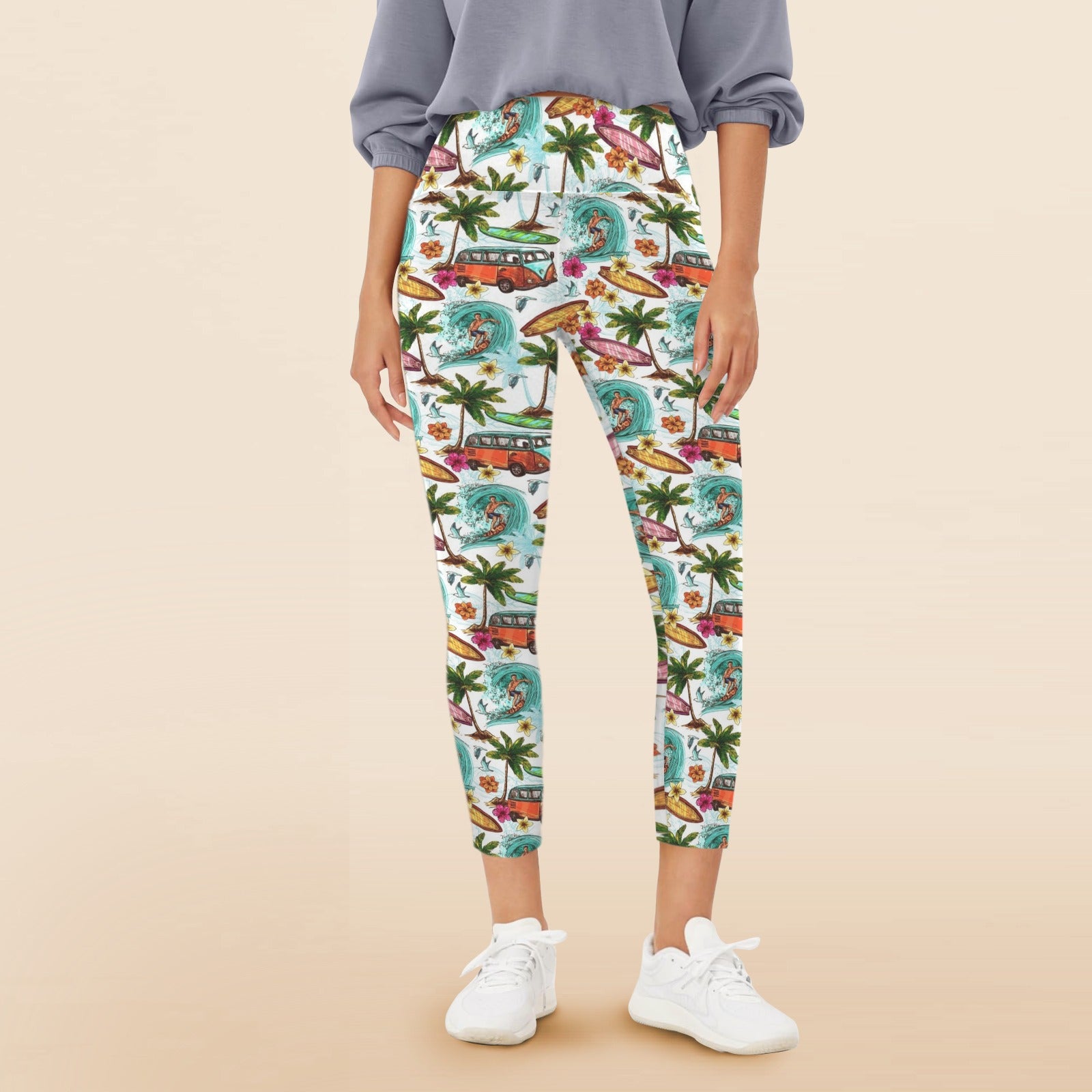 Surfing Safari Women's High Waist Pockets Yoga Leggings