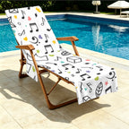 Music Time Beach Chair Towel Cover with Side Pockets