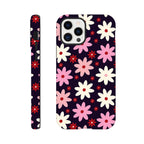Pink Daisies On Black - Apple iPhone Tough case iPhone 12 Pro iPhone Tough Case Globally Fulfilled Plants