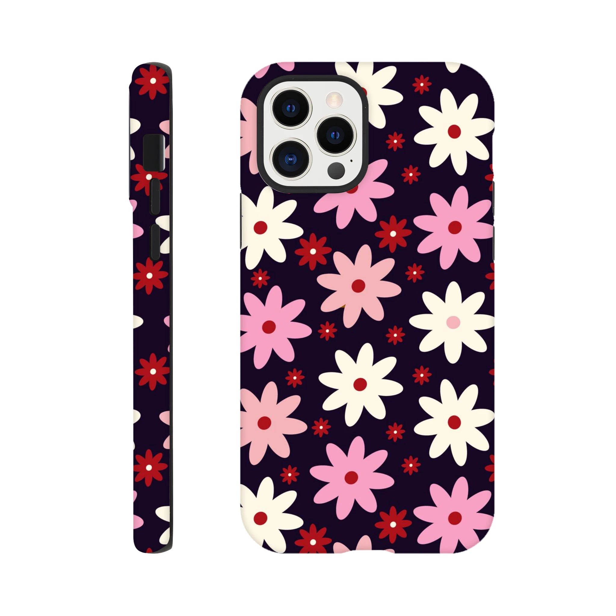 Pink Daisies On Black - Apple iPhone Tough case iPhone 12 Pro iPhone Tough Case Globally Fulfilled Plants