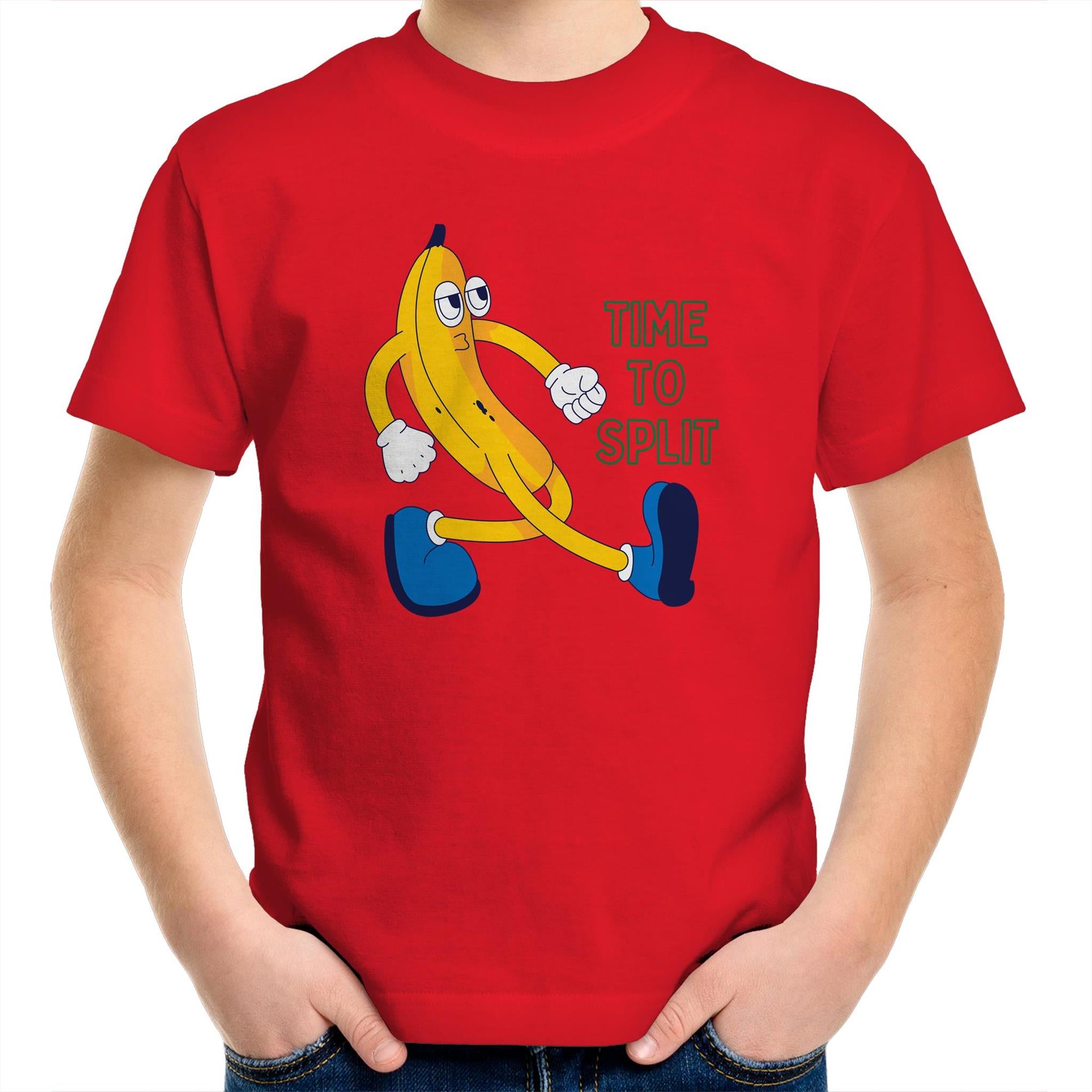 Banana, Time To Split - Kids Youth T-Shirt Red Kids Youth T-shirt Food Funny Printed In Australia