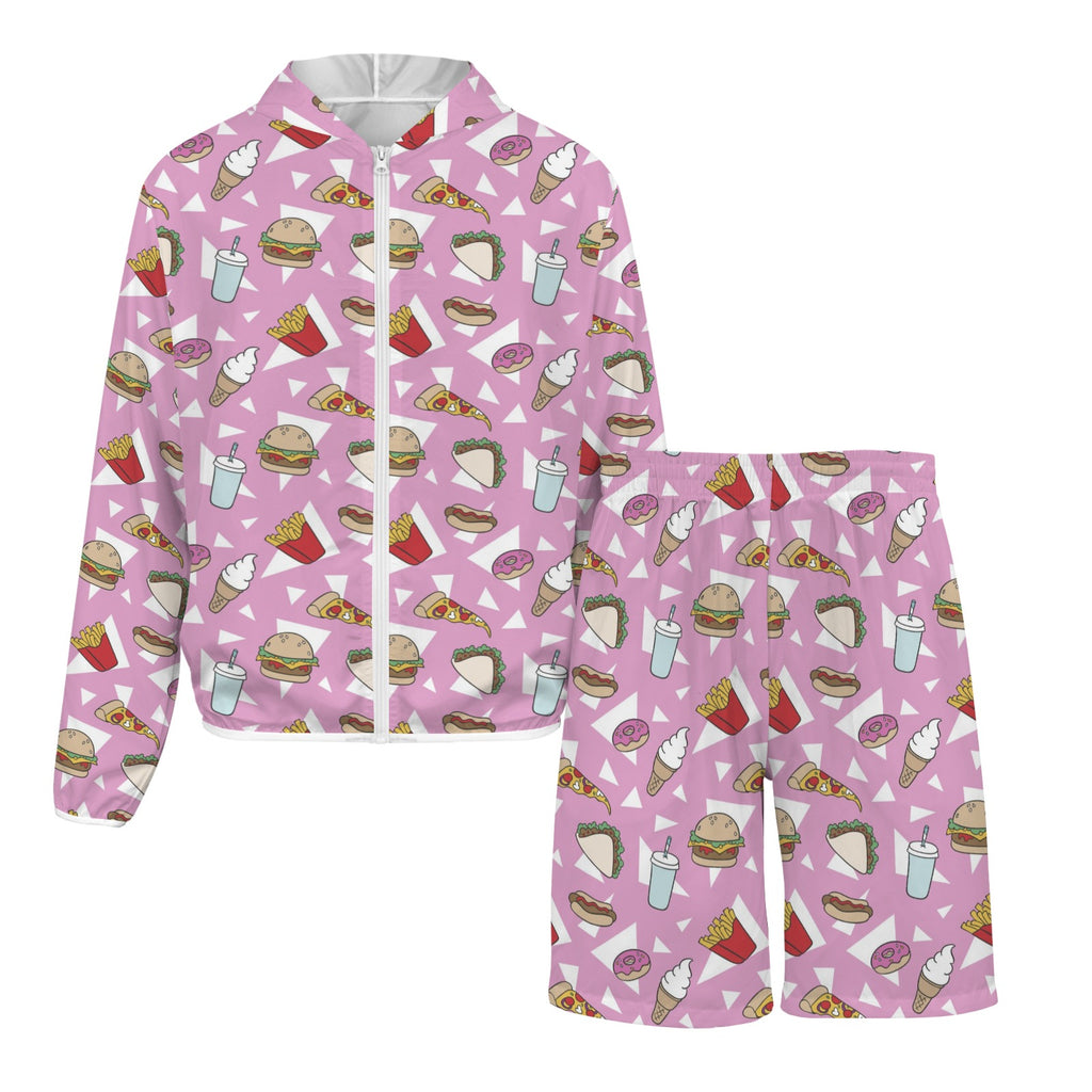 Fast Food Men's Lightweight Sun Hoodie & Shorts Set Men's Lightweight Sun Hoodie & Shorts Food Printed Offshore