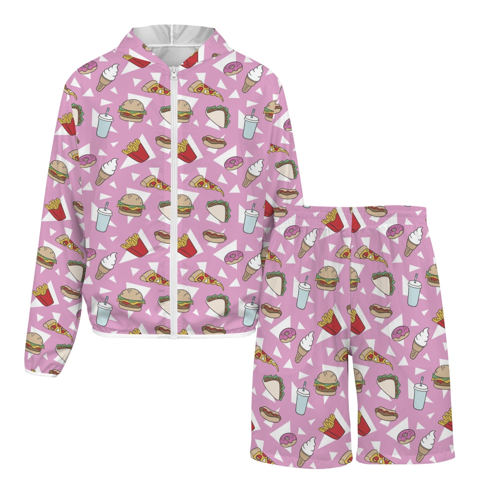 Fast Food Men's Lightweight Sun Hoodie & Shorts Set Men's Lightweight Sun Hoodie & Shorts Food Printed Offshore