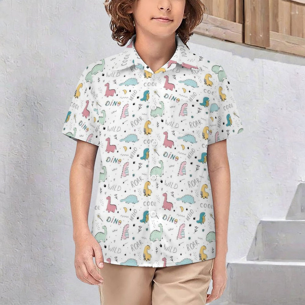 Quirky Dinosaurs Kids Cotton Short Sleeve Shirt