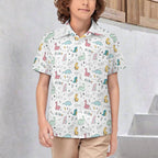 Quirky Dinosaurs Kids Cotton Short Sleeve Shirt