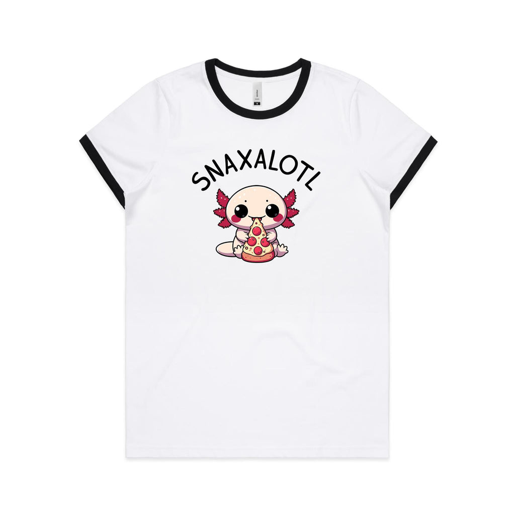 Snaxalotl, Axolotl Pizza - Women's Ringer Tee