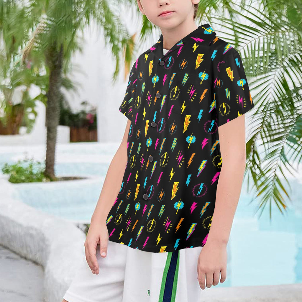 Fun Lightning Senior Kids Hawaiian Shirt Senior Kids Hawaiian Shirt 8-15 comic Printed Offshore