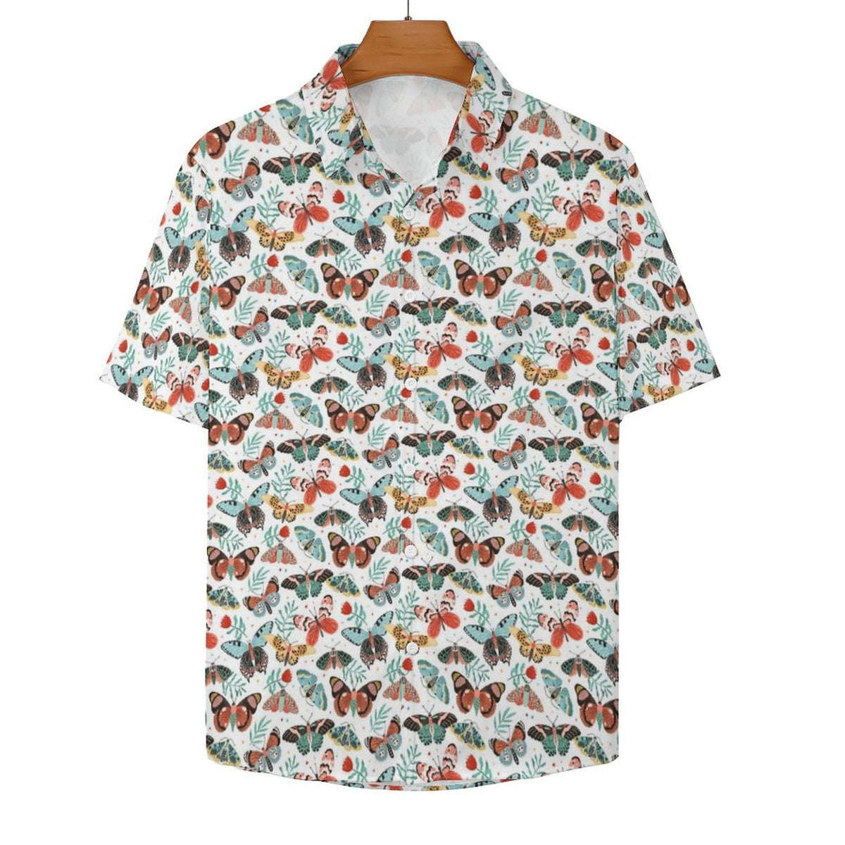 Pretty Moths And Butterflies Women's Collared Pocketless Short Sleeve Shirt