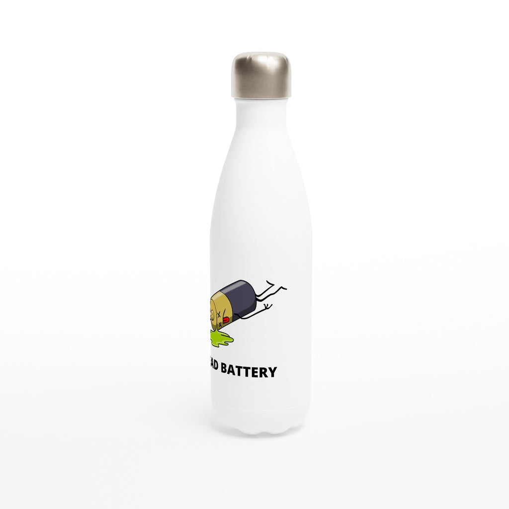 Dead Battery - White 17oz Stainless Steel Water Bottle White Water Bottle Funny Globally Fulfilled