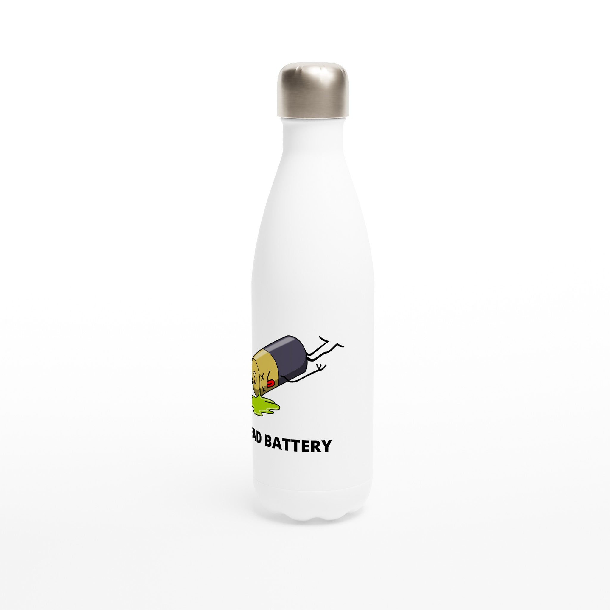 Dead Battery - White 17oz Stainless Steel Water Bottle White Water Bottle Funny Globally Fulfilled