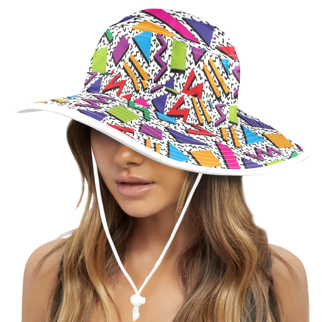 Graphic 80's Wide Brim Bucket Hat Wide Brim Bucket Hat Printed Offshore Retro