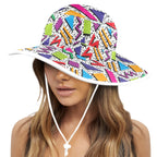 Graphic 80's Wide Brim Bucket Hat Wide Brim Bucket Hat Printed Offshore Retro