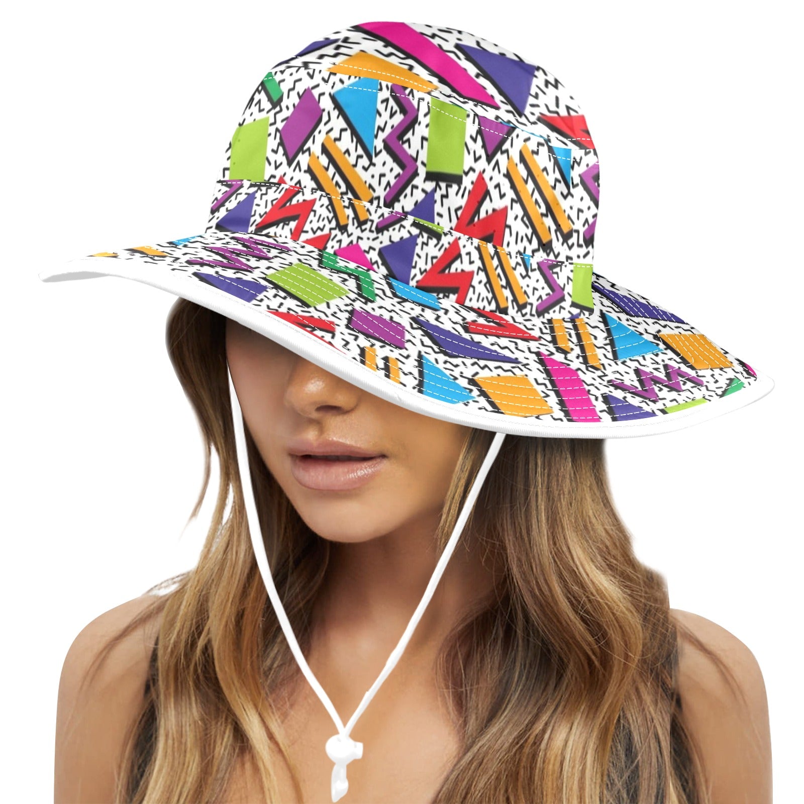 Graphic 80's Wide Brim Bucket Hat Wide Brim Bucket Hat Printed Offshore Retro