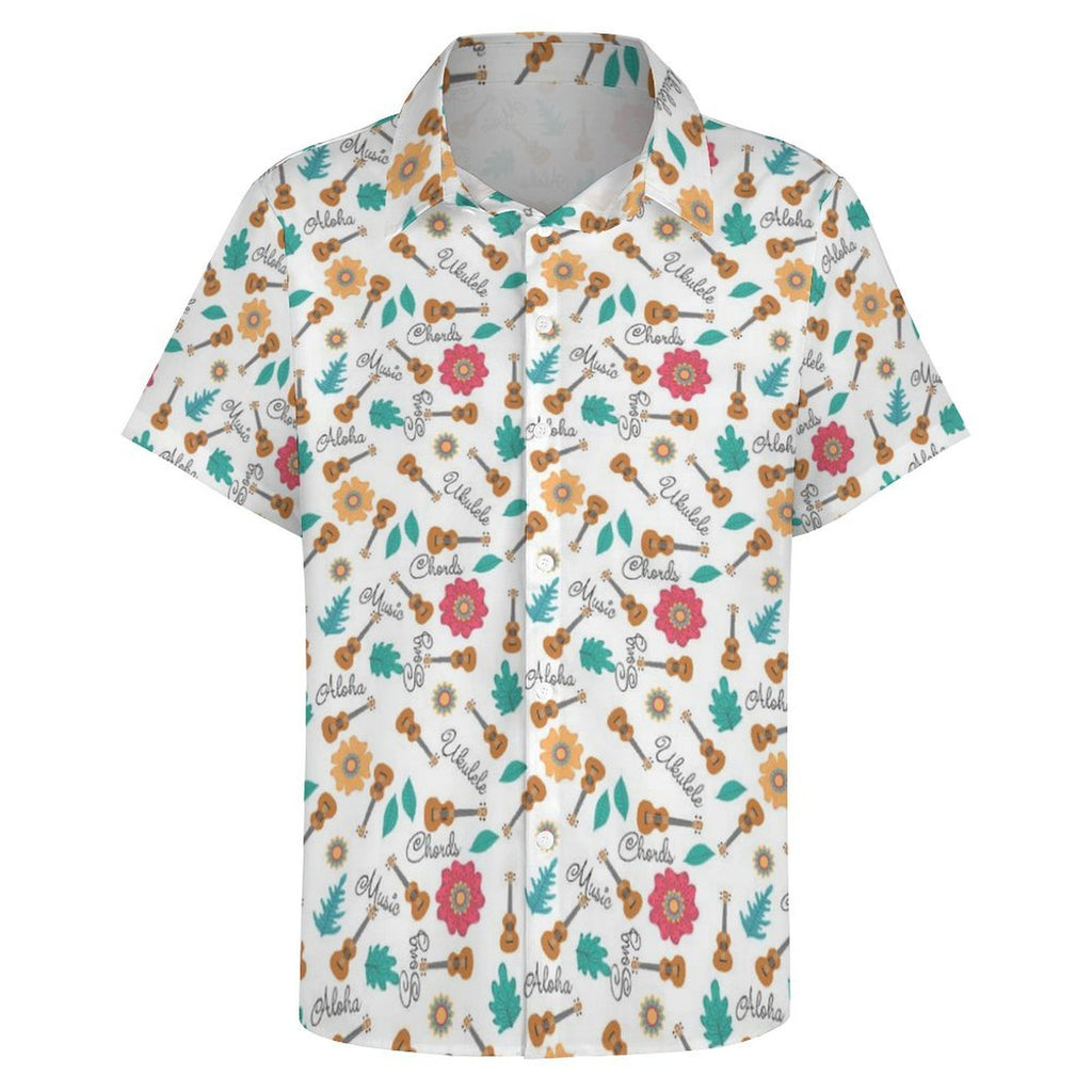 Ukulele Women's Collared Pocketless Short Sleeve Shirt