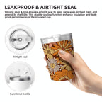 Orange Retro Floral Small Stainless Steel Travel Mug Cup 12oz/350ml