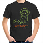 Astrocat, Cat Astronaut - Kids Youth T-Shirt Black Kids Youth T-shirt animal Printed In Australia Space