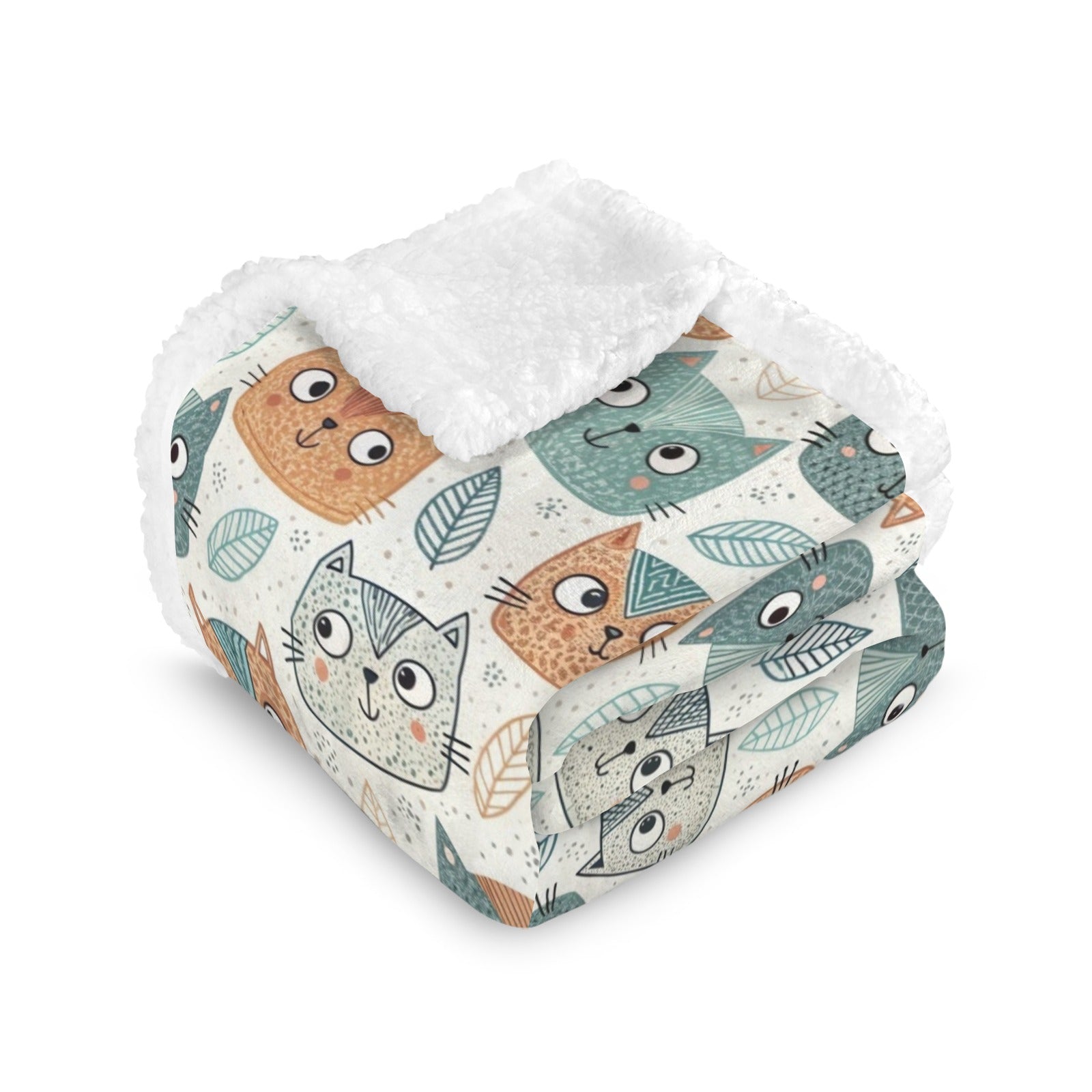 Cute Cat Faces - Double-Layer Fleece Blanket 51"x59"