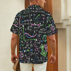 Equations In Green And Pink Men's Short Sleeve Hawaiian Shirt Men's Hawaiian Shirt (New) Maths Printed Offshore Science