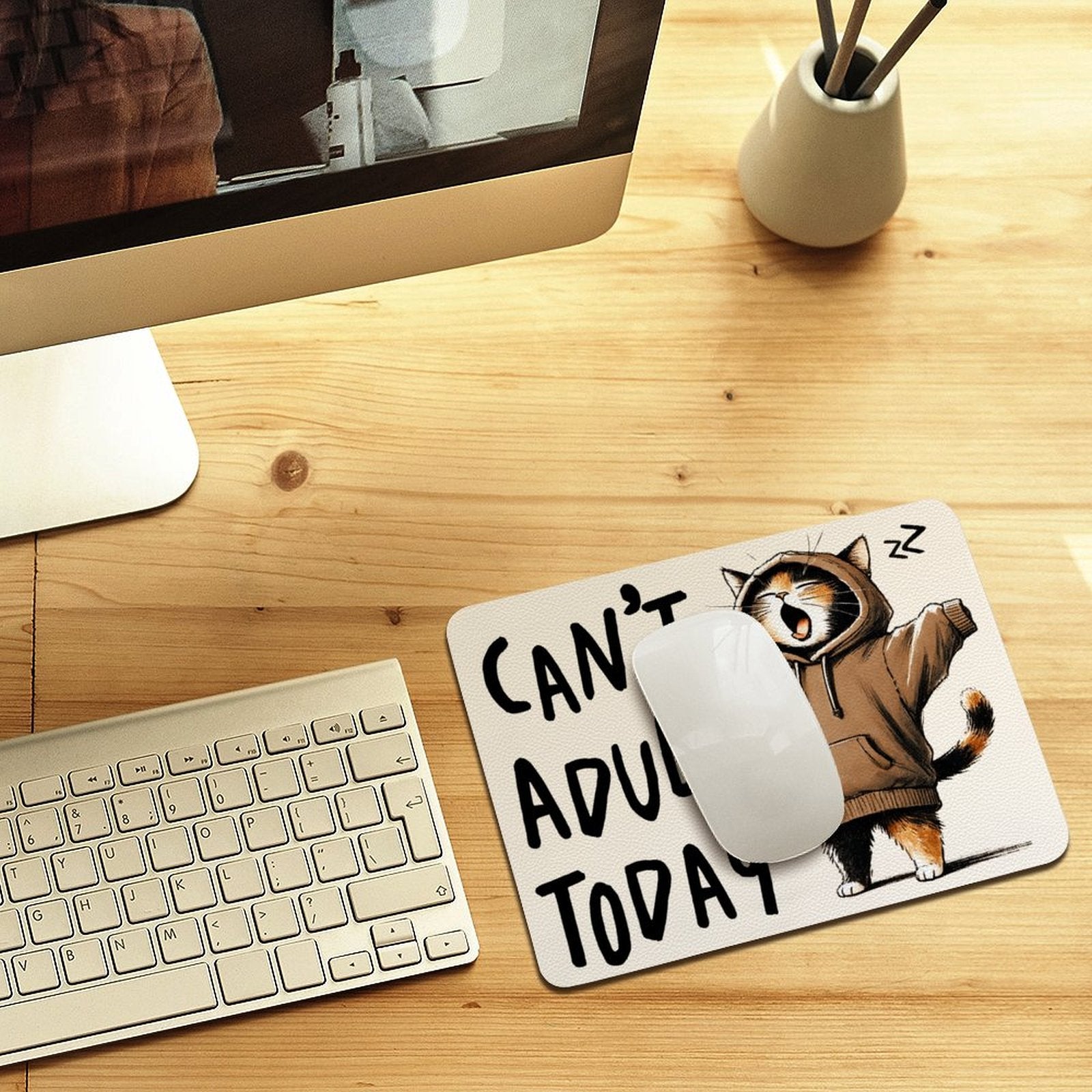Can't Adult Today, Cat Leather Mouse Pad Leather Mouse Pad animal Printed Offshore