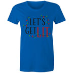 Let's Get Lit, Christmas Lights - Womens T-shirt Bright Royal Womens Christmas T-shirt Christmas Printed In Australia
