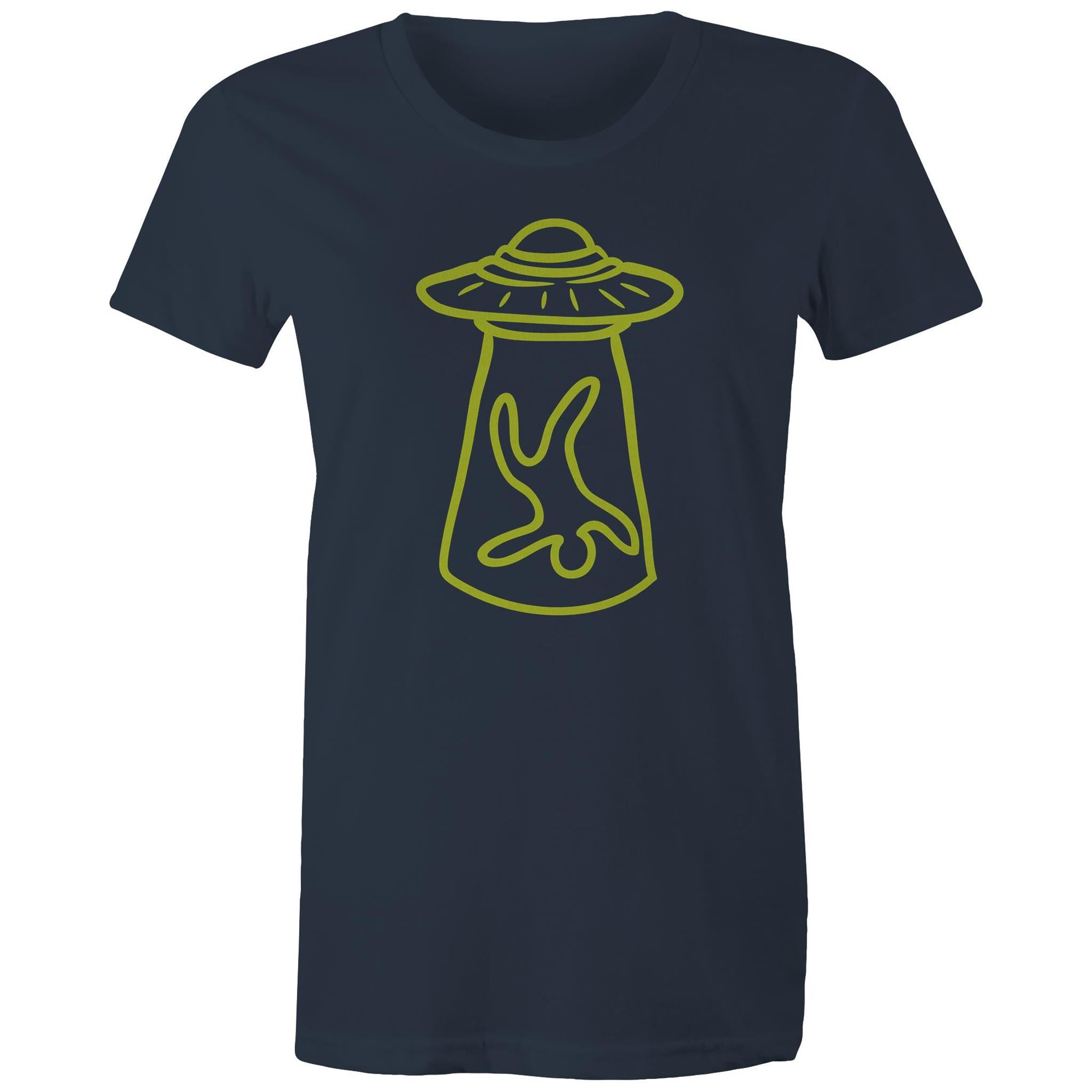 Alien Abduction - Womens T-shirt Navy Womens T-shirt Printed In Australia Sci Fi
