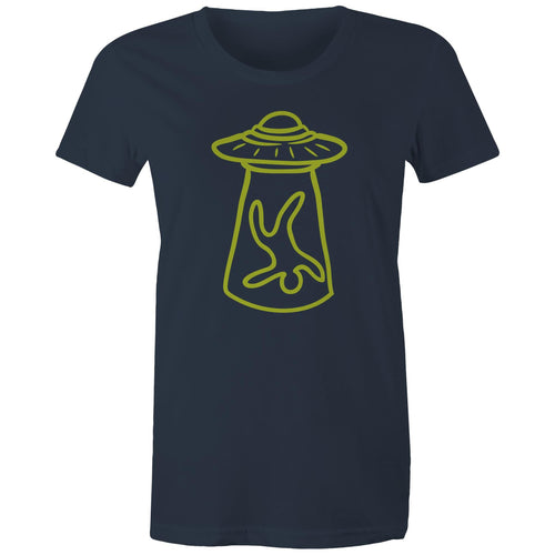 Alien Abduction - Womens T-shirt Navy Womens T-shirt Printed In Australia Sci Fi