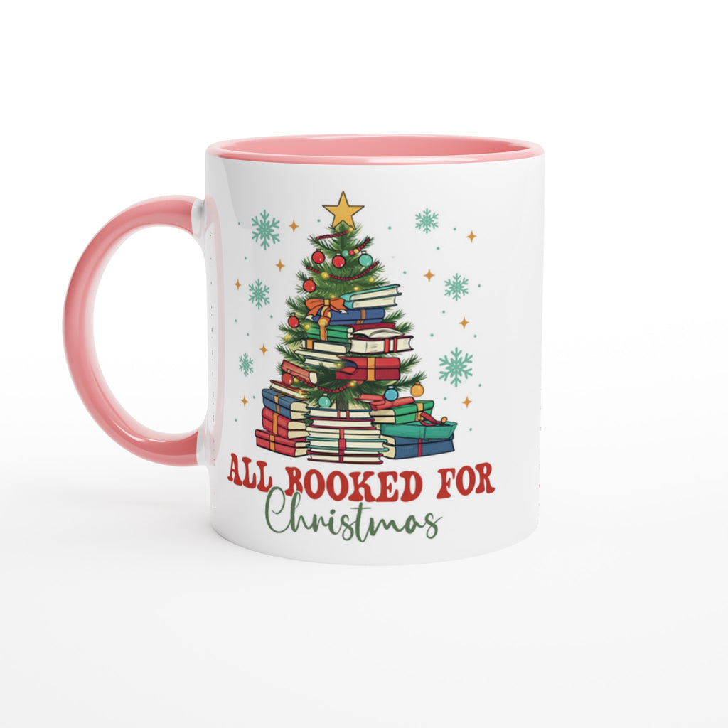 All Booked For Christmas White 11oz Ceramic Mug with Color Inside Ceramic Pink Colour 11oz Mug
