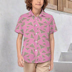 Pink Fairy Bread Kids Youth Short Sleeve Button Up Shirt