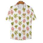 Cactus Plants And Flowers Women's Short-Sleeve Button Up Shirt Women's Short-Sleeve Button Up Shirt Plants Printed Offshore