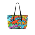 Comic Book 2 PU Leather Tote Bag Large One Size Leather Tote Bag-Large Printed Offshore