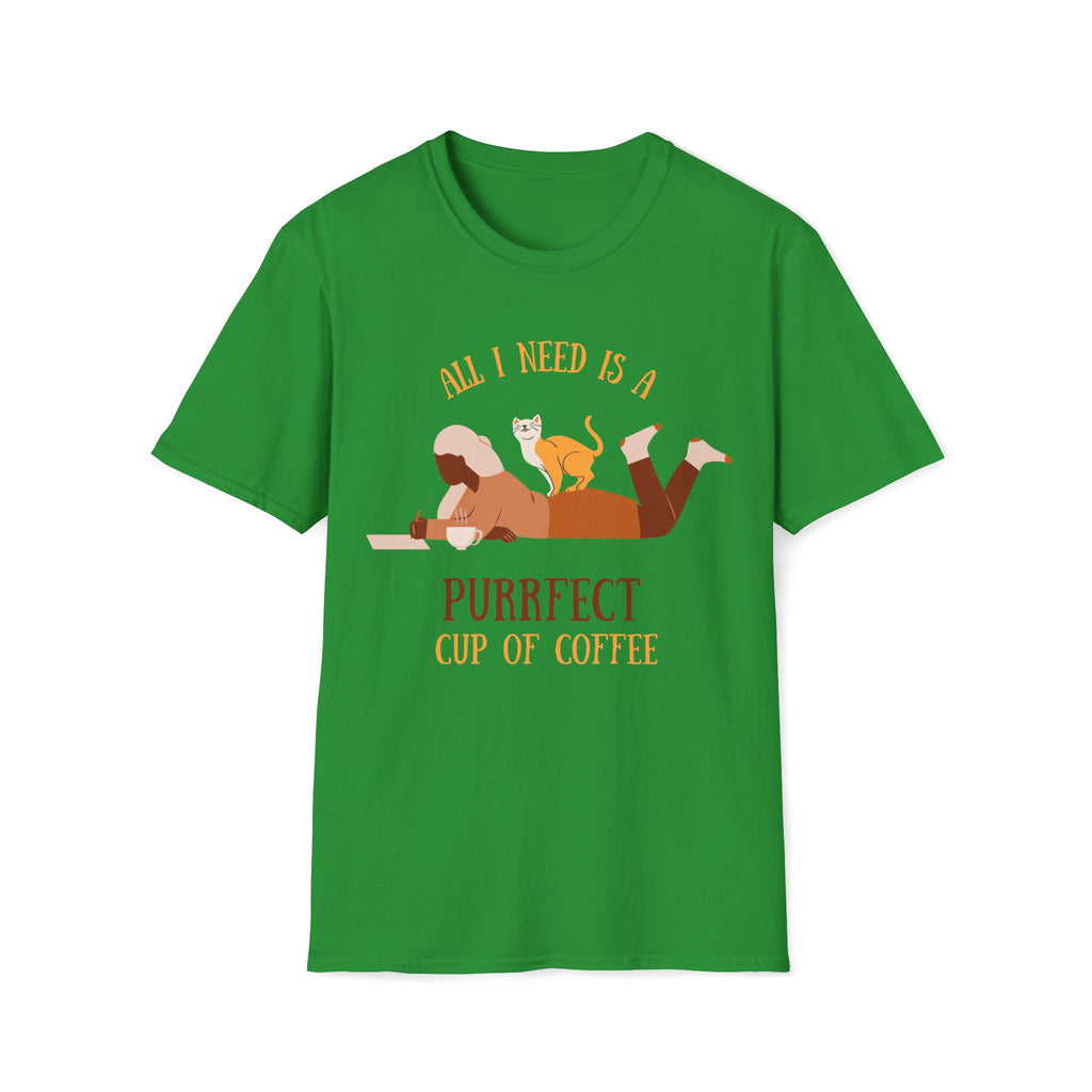 All I Need Is A Purrfect Cup Of Coffee - Unisex Softstyle T-Shirt