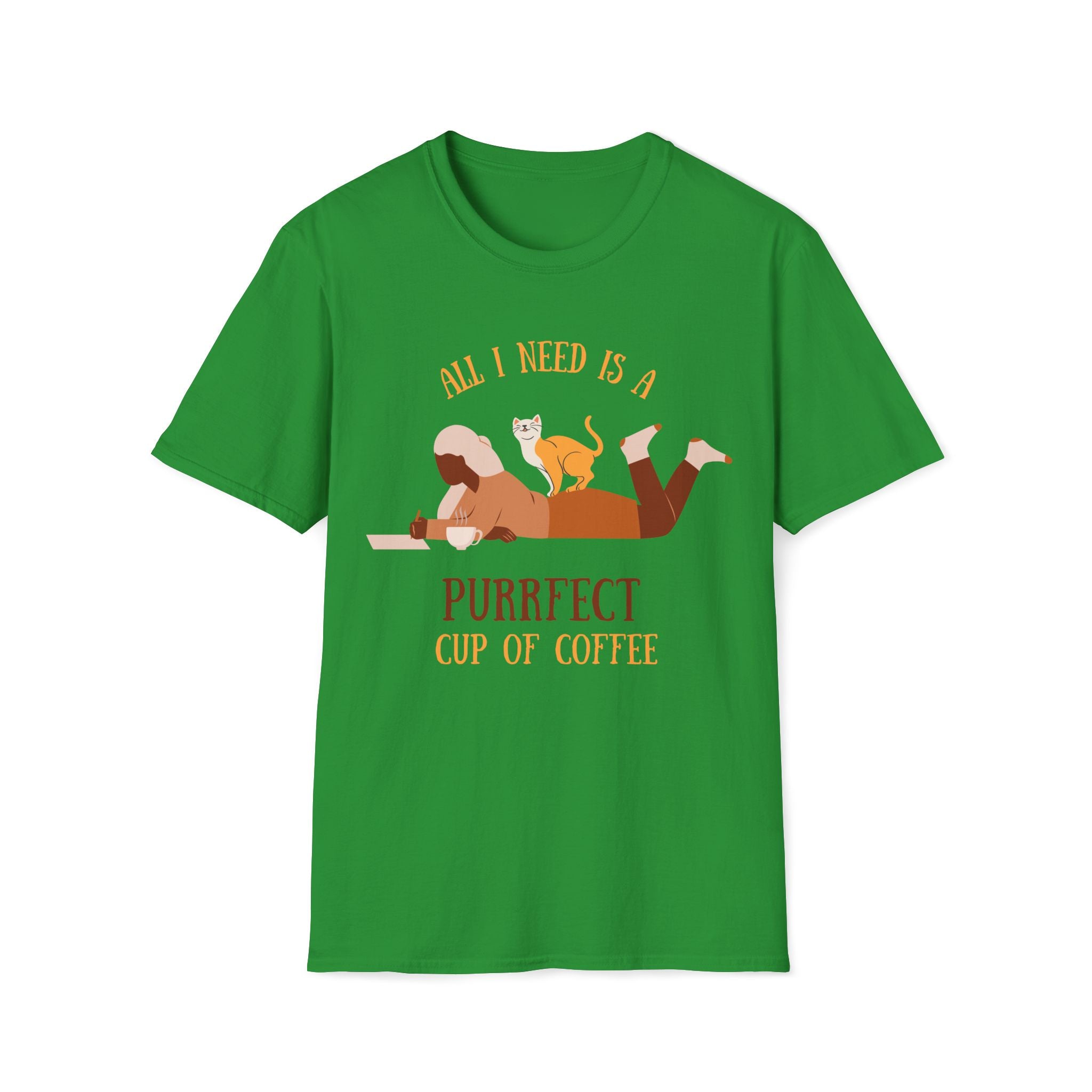 All I Need Is A Purrfect Cup Of Coffee - Unisex Softstyle T-Shirt
