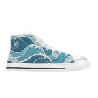 Ocean Waves Women's High Top Canvas Shoes Womens Classic High Top Shoes Ocean Printed Offshore