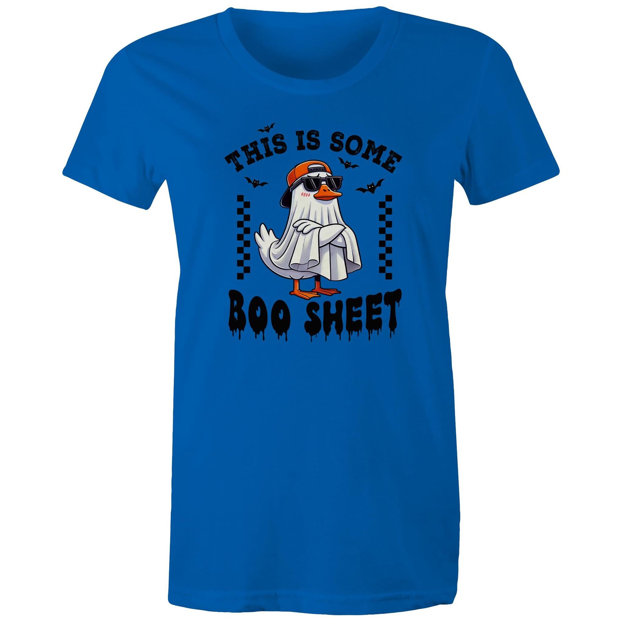 This Is Some Boo Sheet, Halloween - Womens T-shirt Bright Royal Womens T-shirt Halloween Printed In Australia