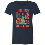 Merry Christmas - Womens T-shirt Navy Womens Christmas T-shirt Christmas Printed In Australia