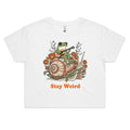 Stay Weird Guitar Playing Frog Women's AS Colour Crop Tee