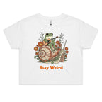 Stay Weird Guitar Playing Frog Women's AS Colour Crop Tee