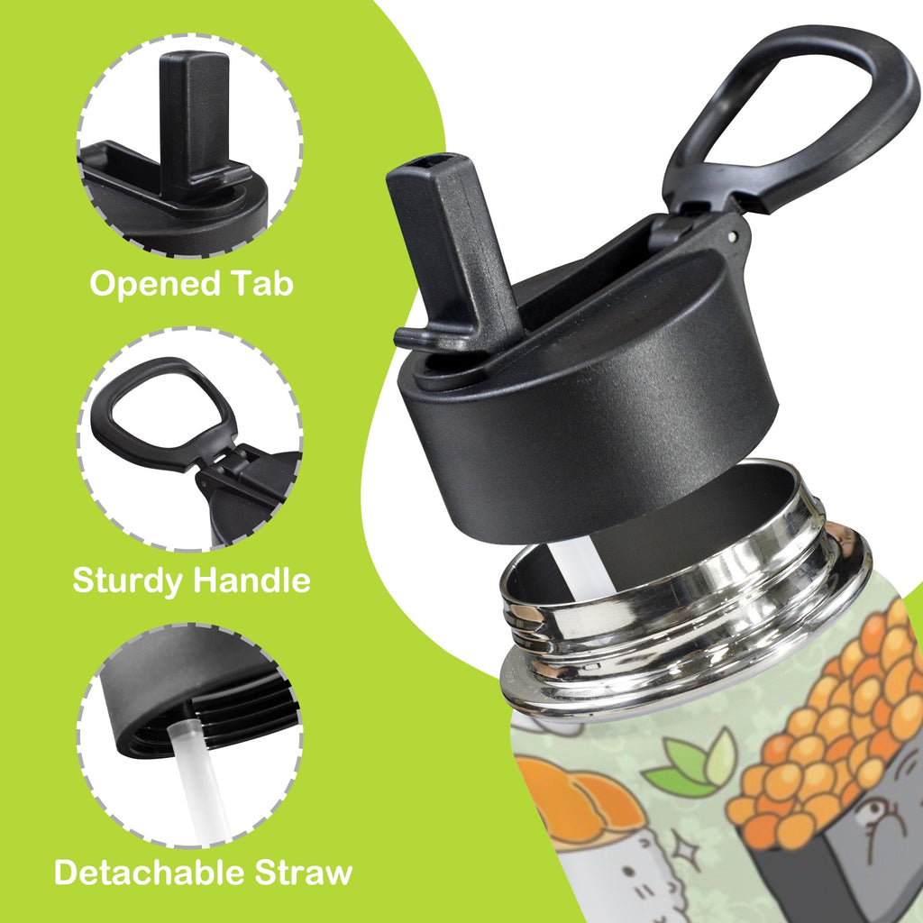 Funny Sushi 12oz Kids Water Bottle with Straw Lid