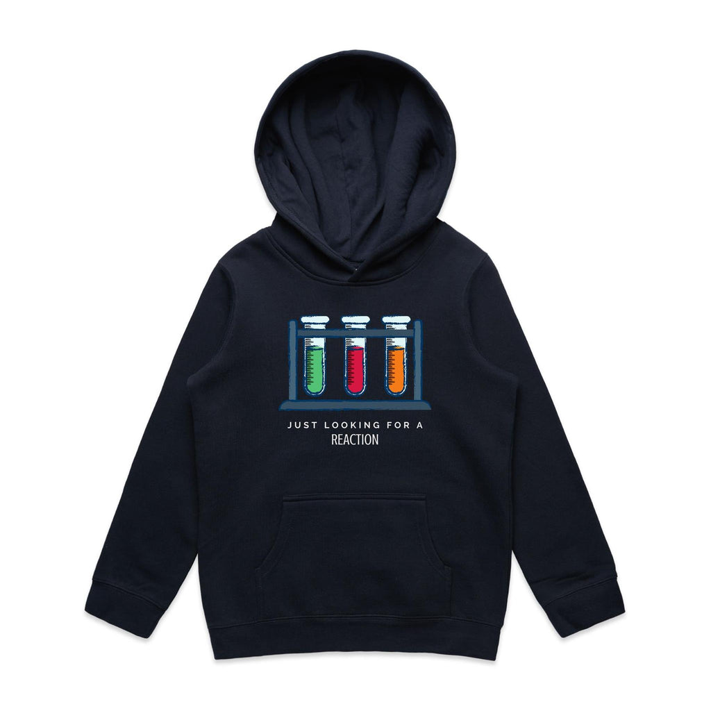 Test Tubes, Just Looking For A Reaction - Kids Hoodie Navy Kids Hoodie Printed In Australia