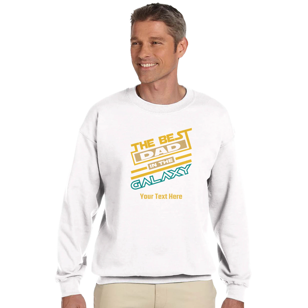 Personalised - The Best Dad In The Galaxy - Classic Unisex Crewneck Sweatshirt | Gildan® 18000 White Personalised Sweatshirt customise Dad Globally Fulfilled personalise
