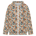 Whimsical Leaf Swirl Women's Full-Zip Hoodie